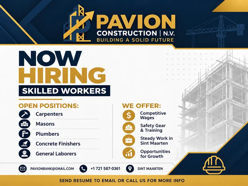 Pavion Construction N.V. – Skilled Construction Workers Wanted in Sint Maarten