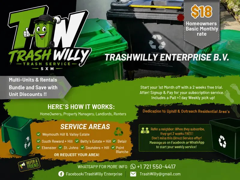 Trash Pickup, Dumpster Rental and Waste Services SXM